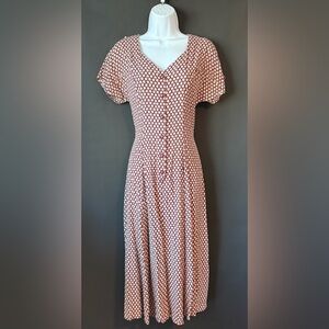 This is a vintage 90s Paquette too! floral button-up dress burgundy ditsy print